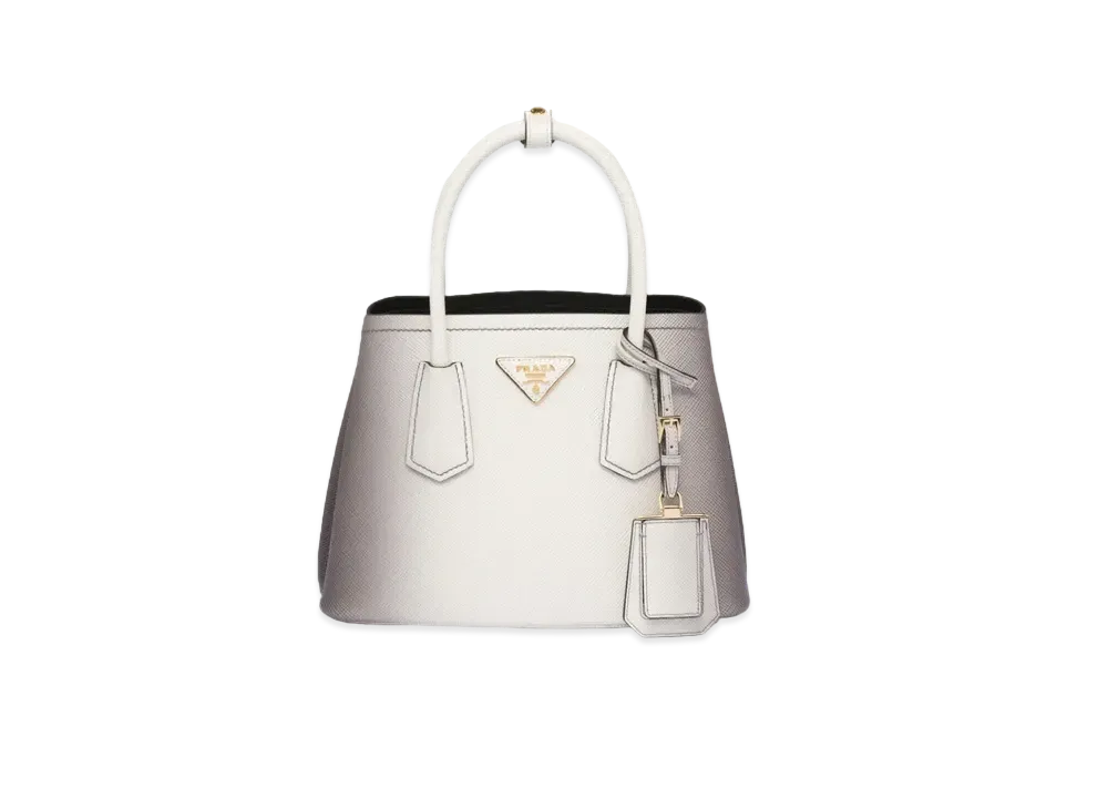 PRADA Double Saffiano Leather Mini Bag "Sfumato White"