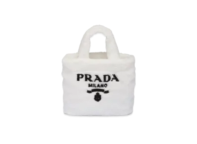 PRADA Terry Mini Tote Bag "White/Black"