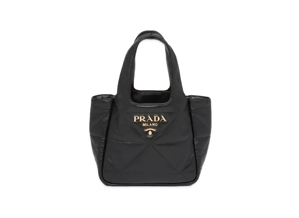 PRADA Small Nappa Leather Tote Bag Topstitching "Black"