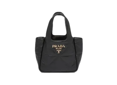PRADA Small Nappa Leather Tote Bag Topstitching "Black"