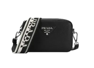 PRADA Leather Small Shoulder Bag with Soft Lines "Black"