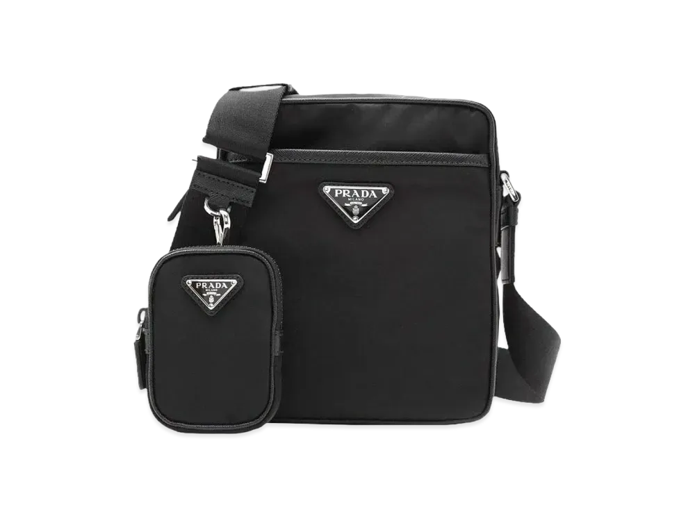 PRADA Nylon and Saffiano Leather Shoulder Bag "Black"