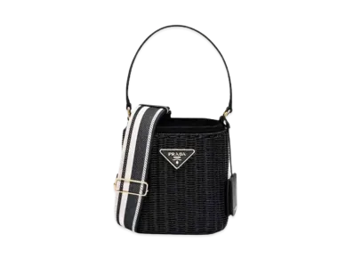 PRADA Wicker Canvas Bucket Bag "Black"