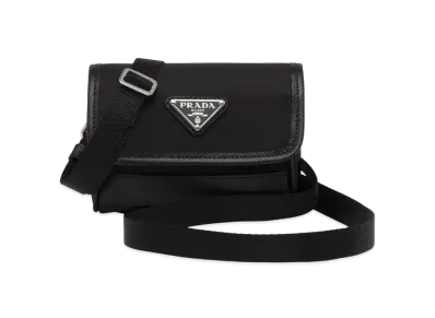 PRADA Re-Nylon and Saffiano Leather Mini Pouch "Black"
