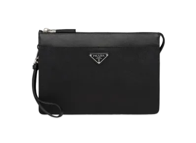 PRADA Saffiano Leather Pouch "Black"