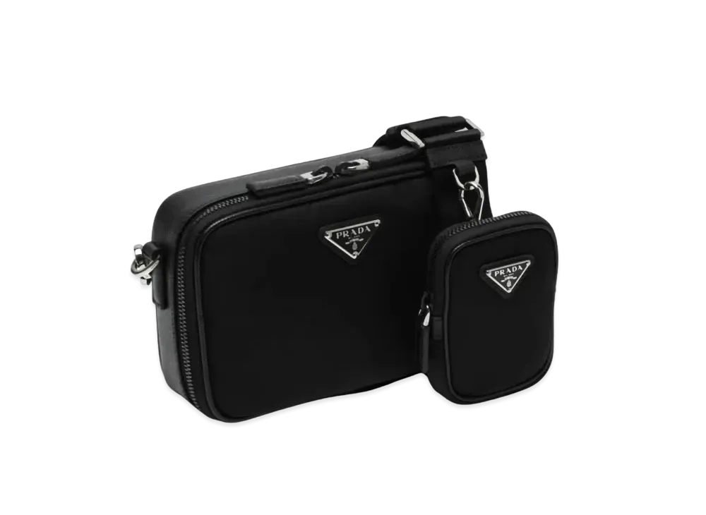 PRADA Re-Nylon and Saffiano Leather Brique Bag "Black"