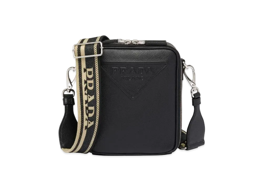 PRADA Saffiano Leather Shoulder Bag "Black"