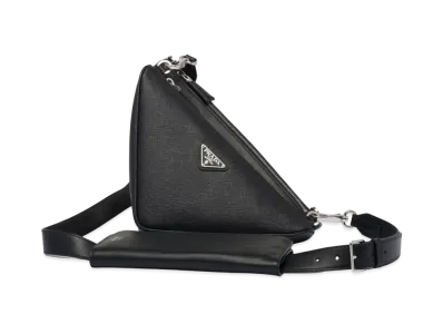 PRADA Saffiano Leather Shoulder Bag "Black"