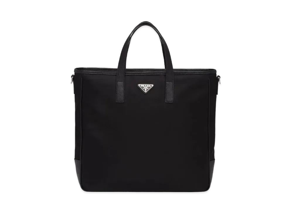 PRADA Re-Nylon and Saffiano Leather Tote Bag "Black"