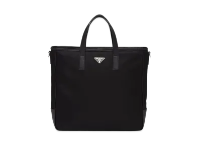 PRADA Re-Nylon and Saffiano Leather Tote Bag "Black"