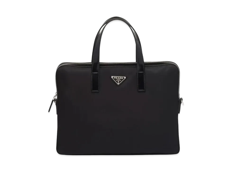 PRADA Re-Nylon Leather Briefcase "Black"