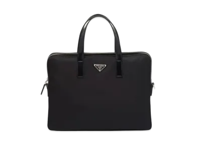 PRADA Re-Nylon Leather Briefcase "Black"