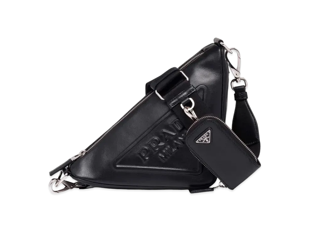 プラダ トライアングル レザー ショルダーバッグ "ブラック" 1BH190 2BYA F0002