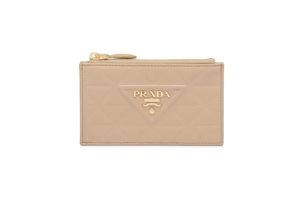 PRADA Leather Card Holder "Sand Beige"