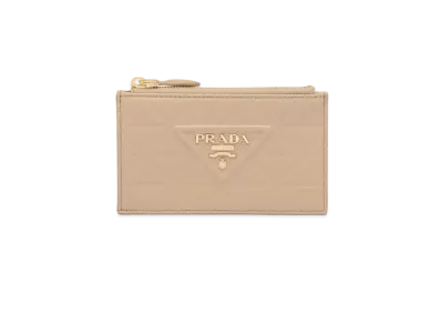 PRADA Leather Card Holder "Sand Beige"