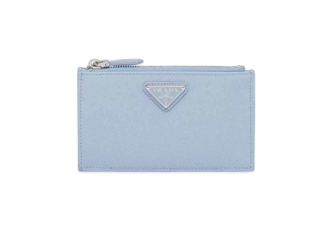 PRADA Saffiano Leather Card Holder "Light Blue"