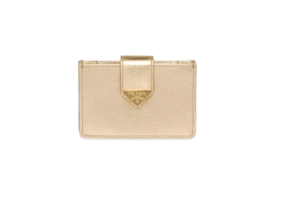 PRADA Saffiano Leather Card Holder "Platinum"