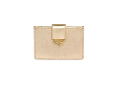 PRADA Saffiano Leather Card Holder "Platinum"