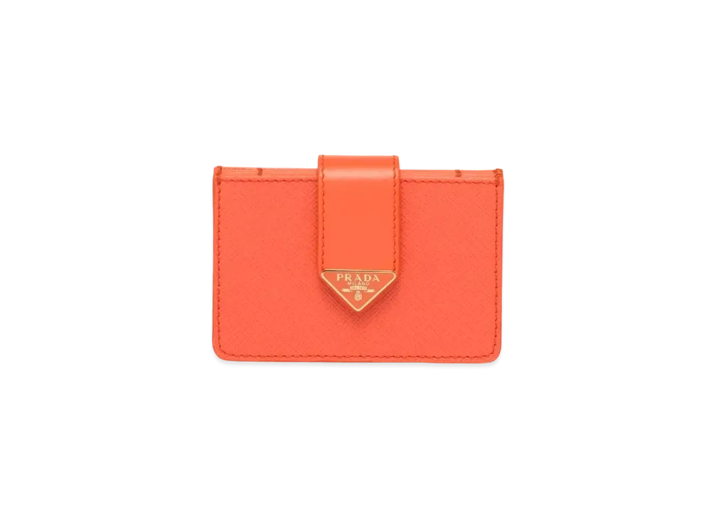 PRADA Saffiano Leather Card Holder "Orange"