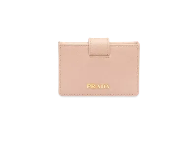 PRADA Saffiano Leather Card Holder "Powder Pink"