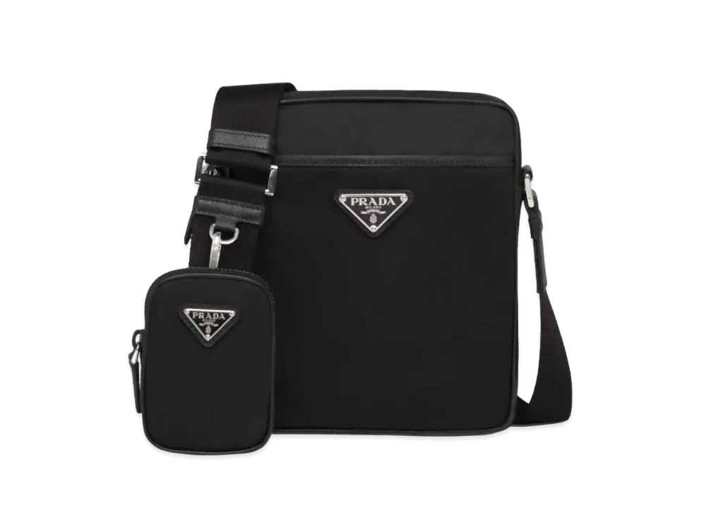 PRADA Re-Nylon and Saffiano Leather Shoulder Bag "Black"