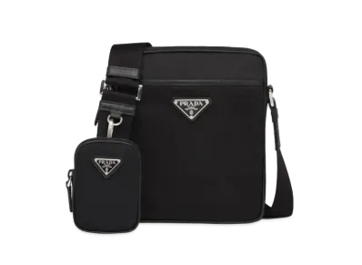 PRADA Re-Nylon and Saffiano Leather Shoulder Bag "Black"