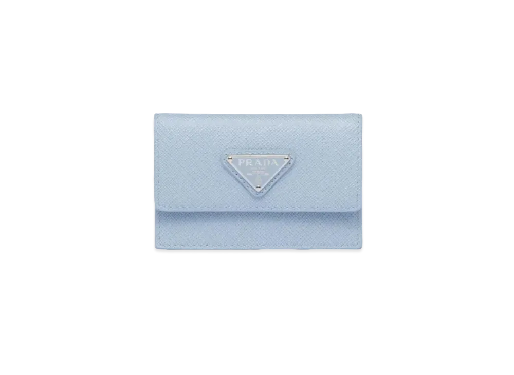 PRADA Saffiano Leather Card Case "Pale Blue"