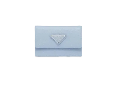 PRADA Saffiano Leather Card Case "Pale Blue"