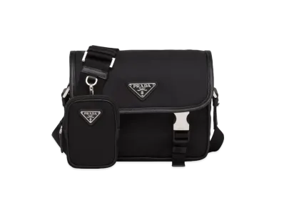 PRADA Re-Nylon and Saffiano Leather Shoulder Bag "Black"