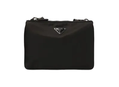 PRADA Re-Nylon and Saffiano Leather Shoulder Bag "Black"