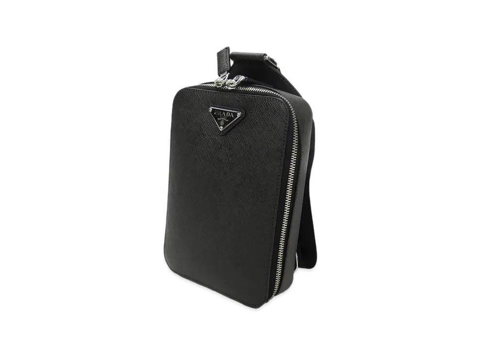 PRADA Saffiano Leather Crossbody Bag "Black"
