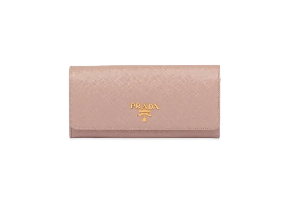 PRADA Large Saffiano Leather Wallet "Powder Pink/Fiery Red"