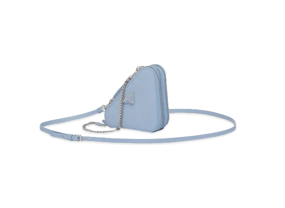PRADA Saffiano Leather Mini Pouch "Light Blue"