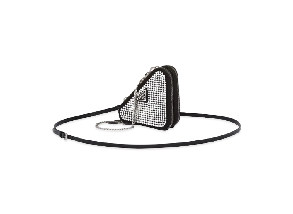 PRADA Embellished Satin Leather Mini Pouch "Crystal"