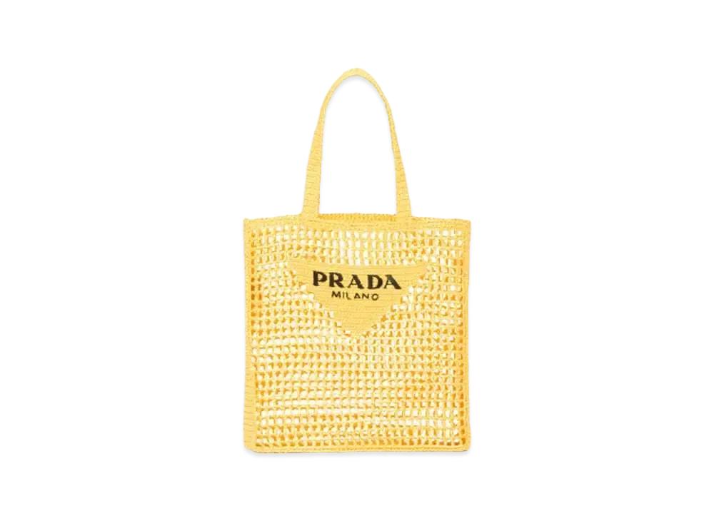 PRADA Crochet Tote Bag With Logo "Yellow"