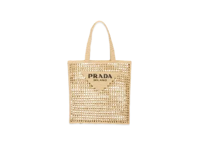 PRADA Crochet Tote Bag With Logo "Natural"