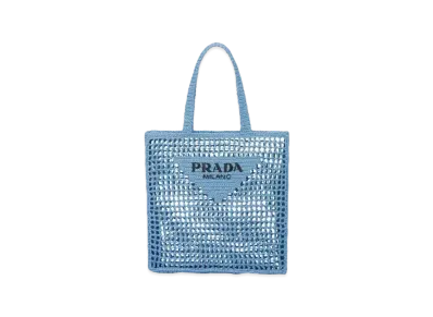PRADA Crochet Tote Bag With Logo "Light Blue"