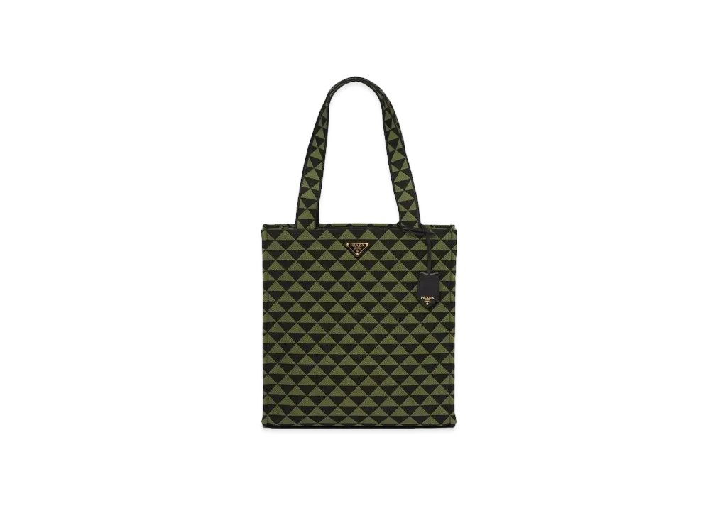 PRADA Symbol Embroidered Fabric Bag "Black"