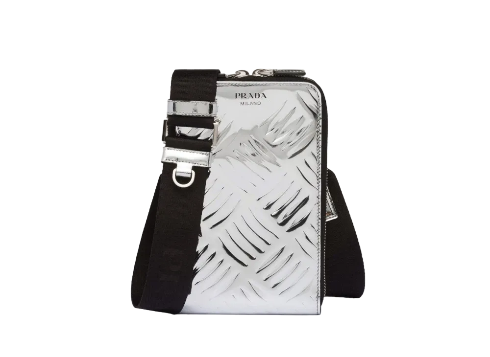 PRADA Brushed Leather Smartphone Case "Silver" 2ZT058 2CNU F0118