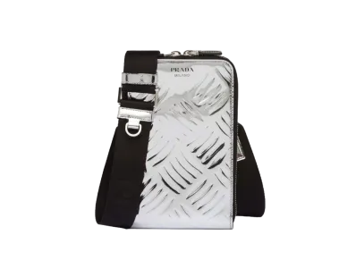 PRADA Brushed Leather Smartphone Case "Silver" 2ZT058 2CNU F0118