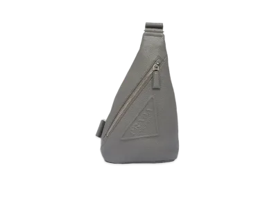 PRADA Cross Vitello Dino Leather Gag "Light Gray"