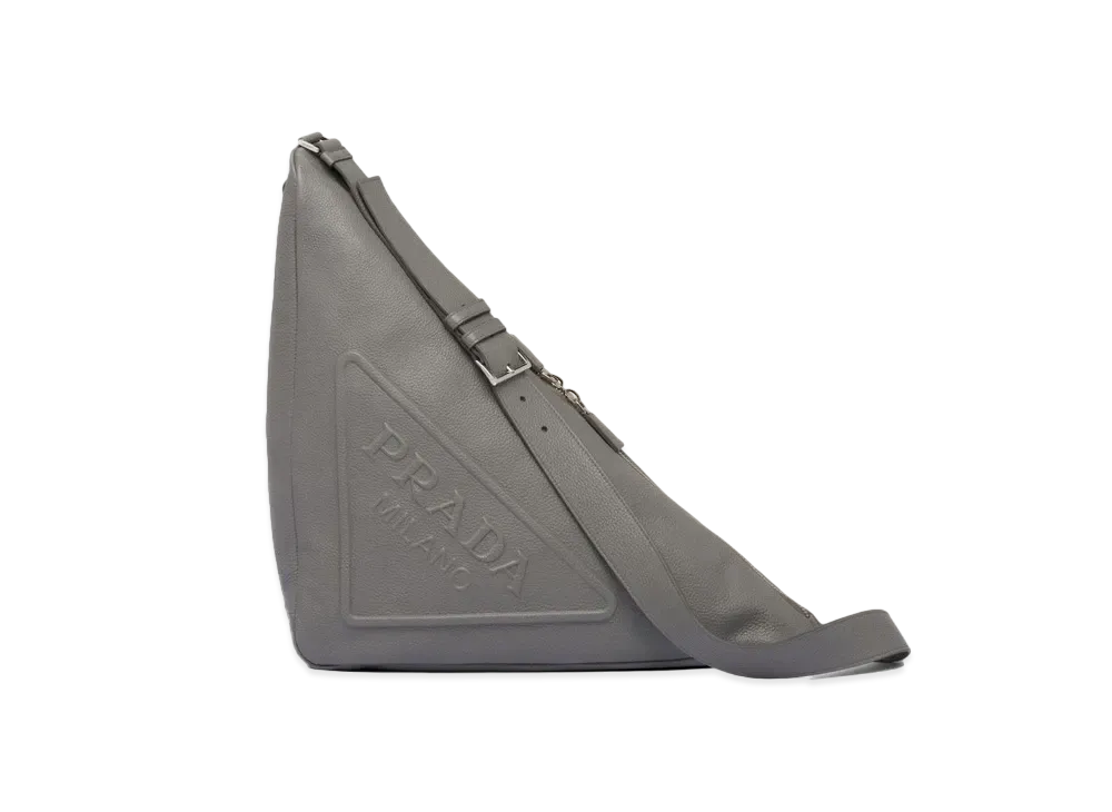 PRADA Large Leather Prada Triangle Bag "Marble Gray"