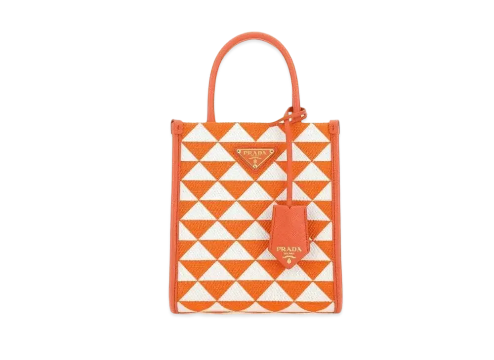 PRADA Symbole Embroidered Fabric Mini Bag "Orange/White"