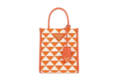 PRADA Symbole Embroidered Fabric Mini Bag "Orange/White"
