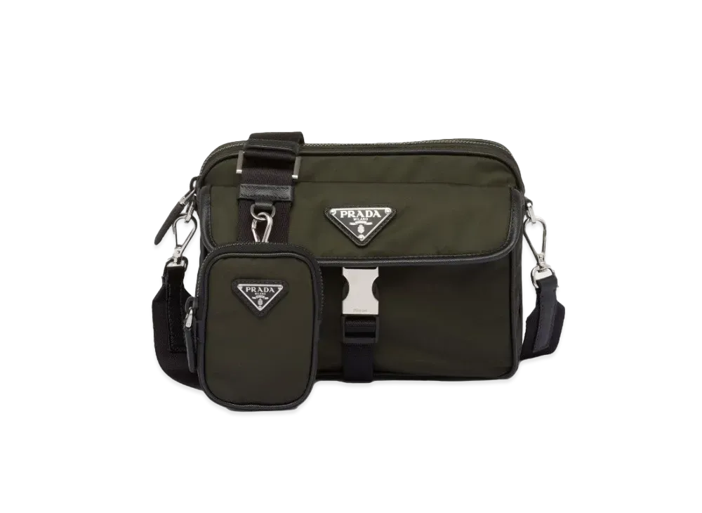 PRADA Re Nylon Saffiano Leather Shoulder Bag "Tundra"