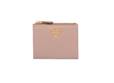 PRADA Small Saffiano Leather Wallet "Powder Pink/Fiery Red"