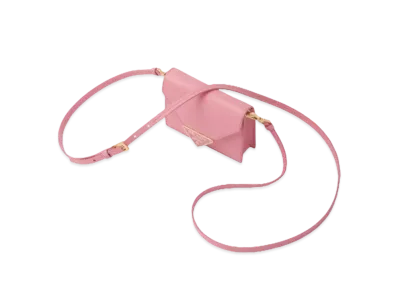 PRADA Saffiano Leather Card Holder With Shoulder Strap "Pink"