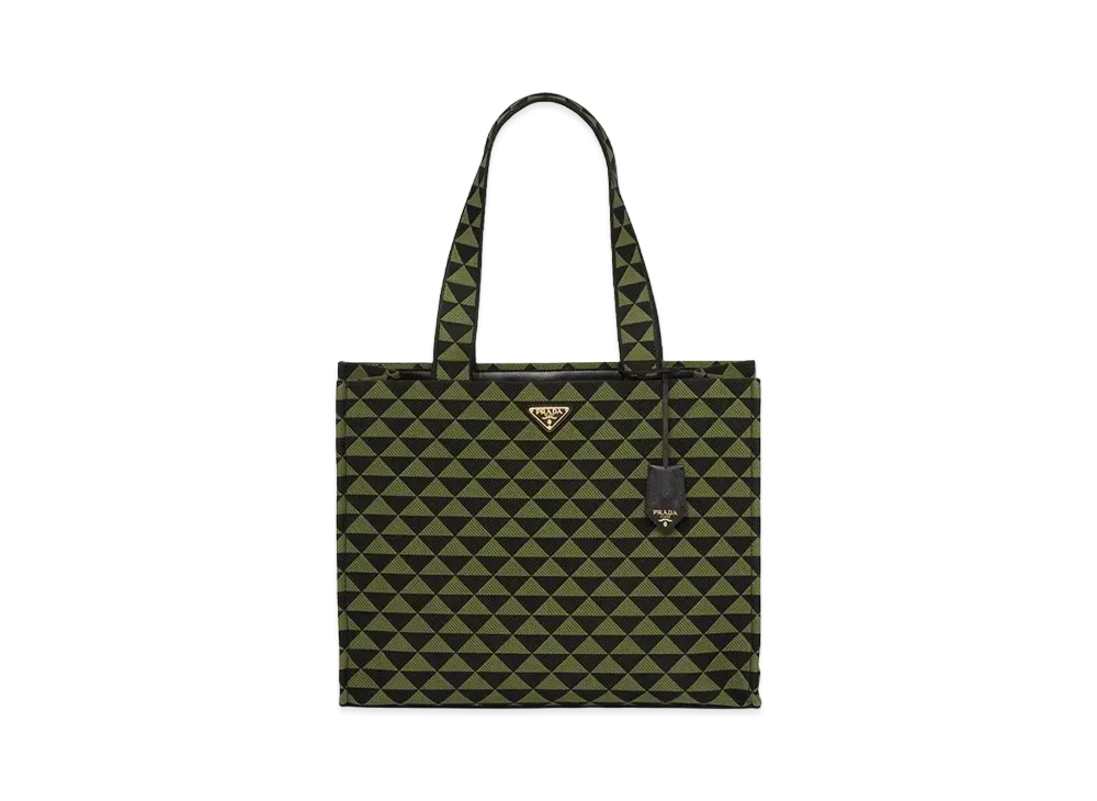 PRADA Symbole Embroidered Fabric Bag "Black/Ivy Green"
