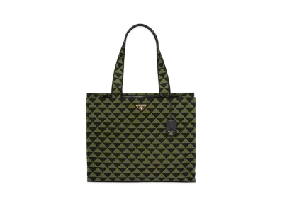 PRADA Symbole Embroidered Fabric Bag "Black/Ivy Green"
