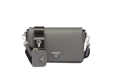 PRADA Saffiano Leather Shoulder Bag "Marble Gray"